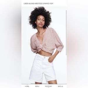 Zara linen striped cropped top